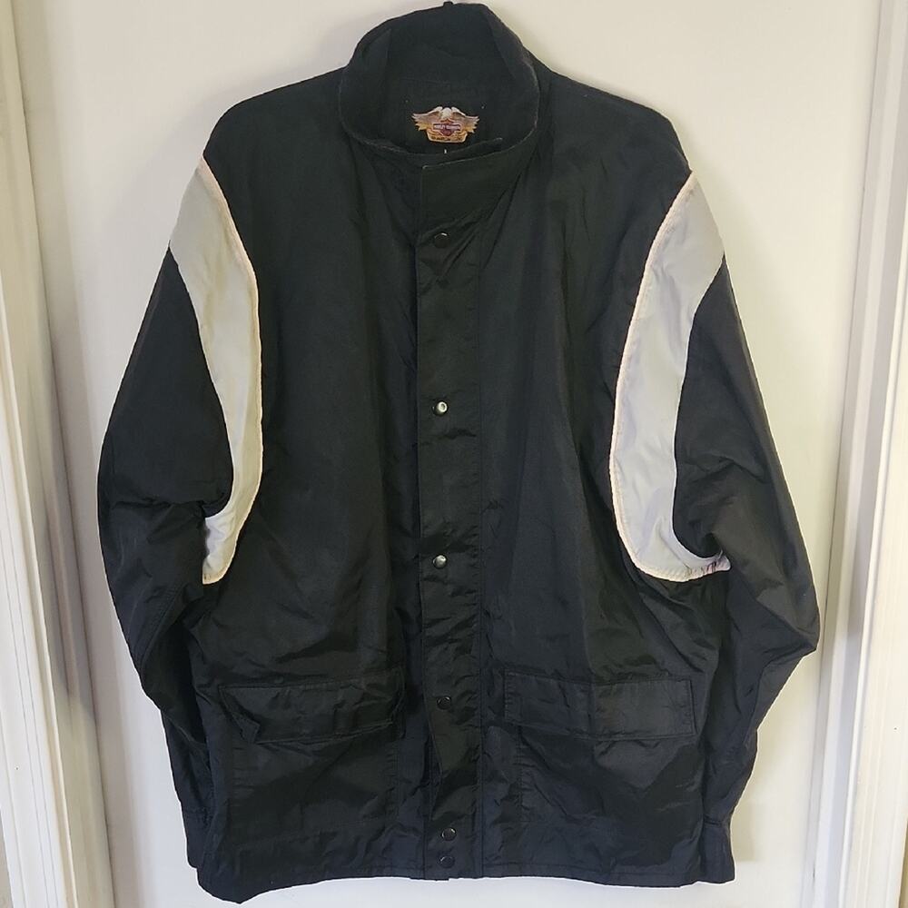 Harley-Davidson Black and White Raincoat with Classic Design